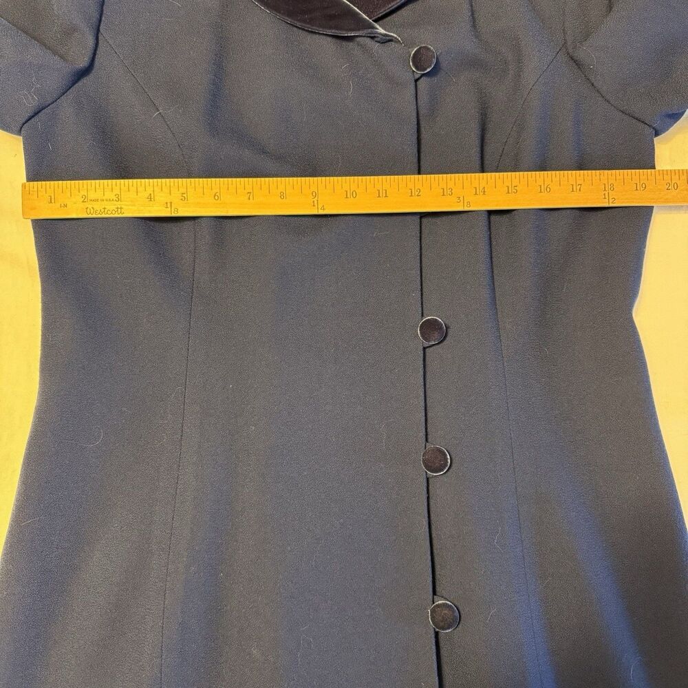 NWT Vintage 90s Talbots Navy Wool Dress With Velvet Collar & Buttons Size 14 - Picture 6 of 16